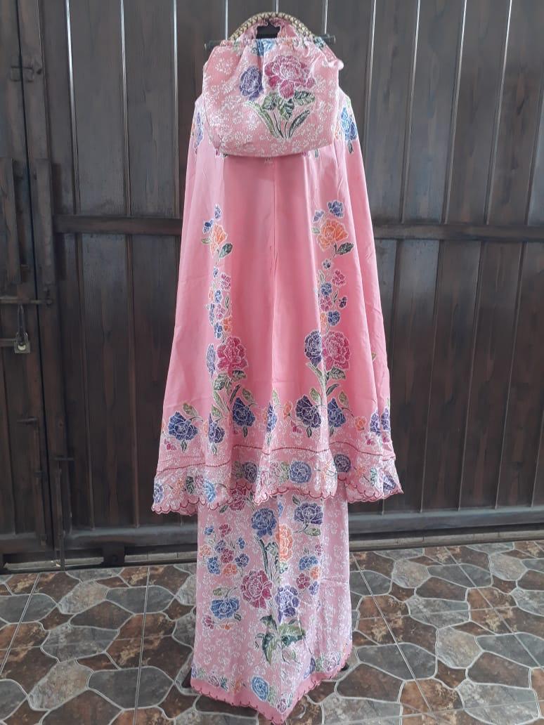 mukena batik halus batik cap warna pink